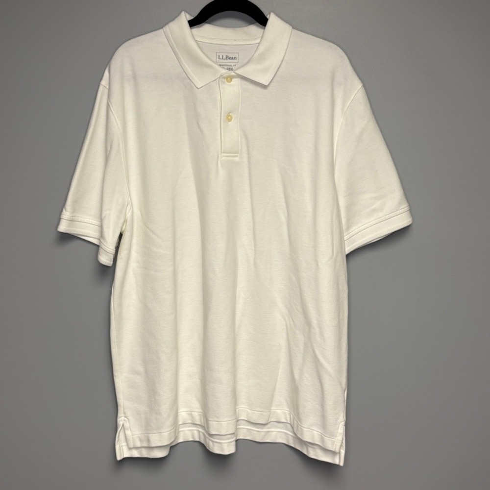 LOT OF 2 L.L. Bean‎ Yellow White Golf Breathable Cotton Polo Shirts Mens Sz XL - Picture 5 of 7